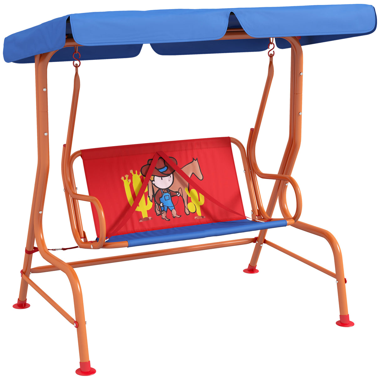 Steel 2 Seater Kids Garden Swing Bench With Adjustable Canopy - Velmora