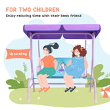 Steel 2 Seater Kids Garden Swing Bench With Adjustable Canopy - Velmora
