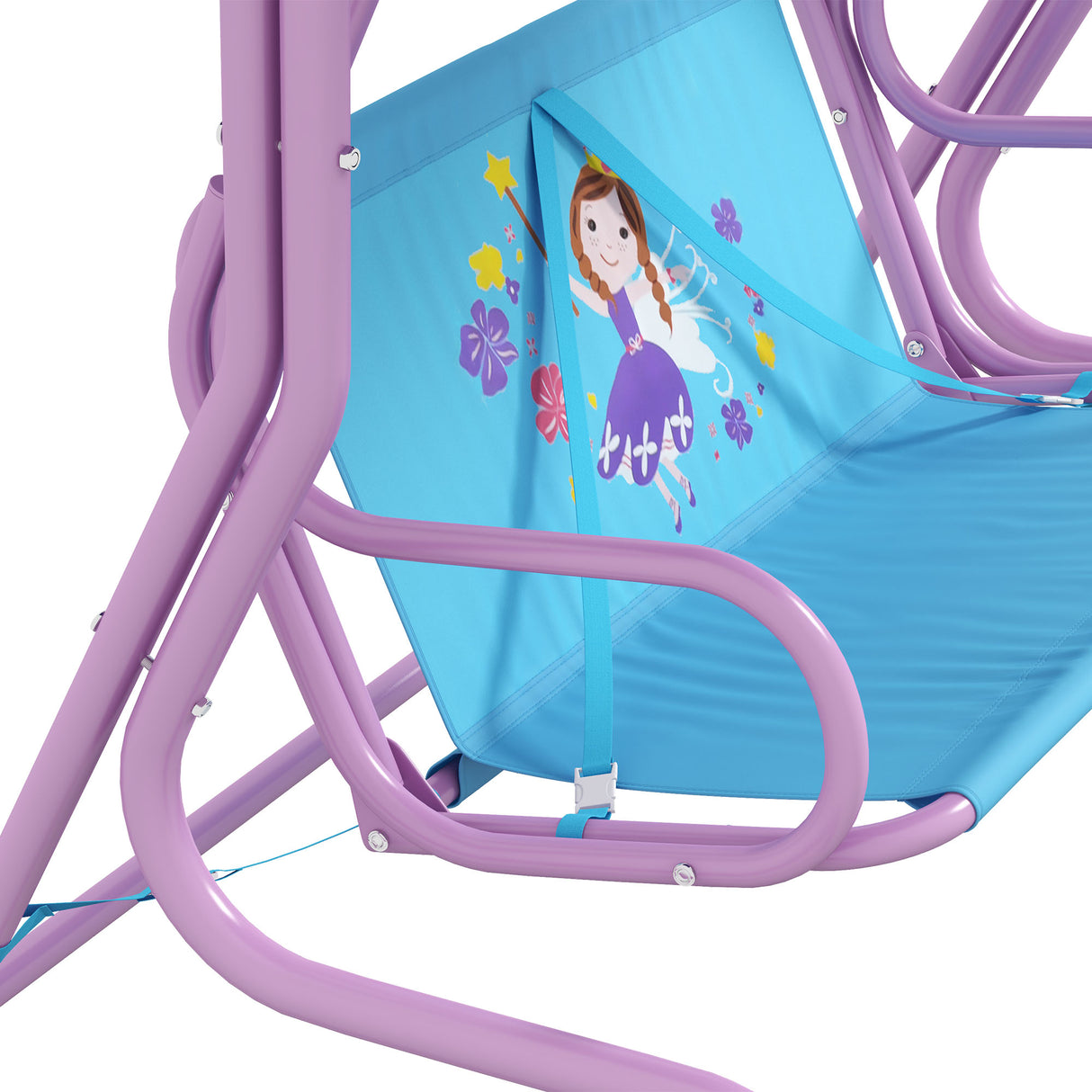 Steel 2 Seater Kids Garden Swing Bench With Adjustable Canopy - Velmora