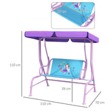 Steel 2 Seater Kids Garden Swing Bench With Adjustable Canopy - Velmora