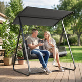 Steel 2 Seater Poly Rattan Garden Swing Chair With Stand - Velmora
