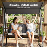 Steel 2 Seater Poly Rattan Garden Swing Chair With Stand - Velmora