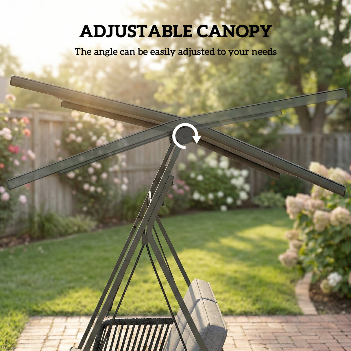 Steel 2 Seater Poly Rattan Garden Swing Chair With Stand - Velmora