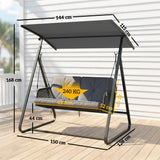 Steel 2 Seater Poly Rattan Garden Swing Chair With Stand - Velmora