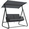 Steel 2 Seater Poly Rattan Garden Swing Chair With Stand - Velmora