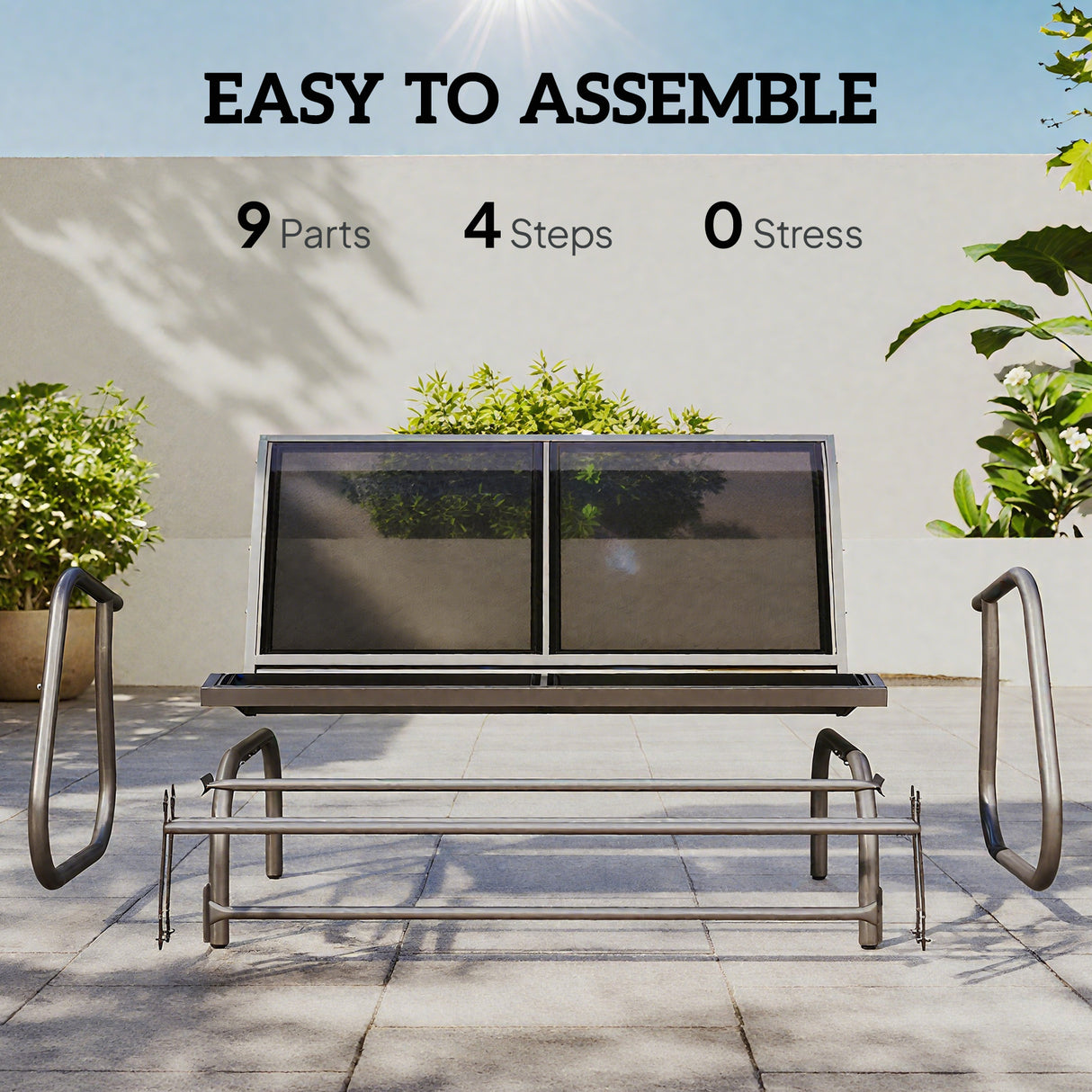 Steel 2 Seater Swing Gliding Garden Bench - Velmora