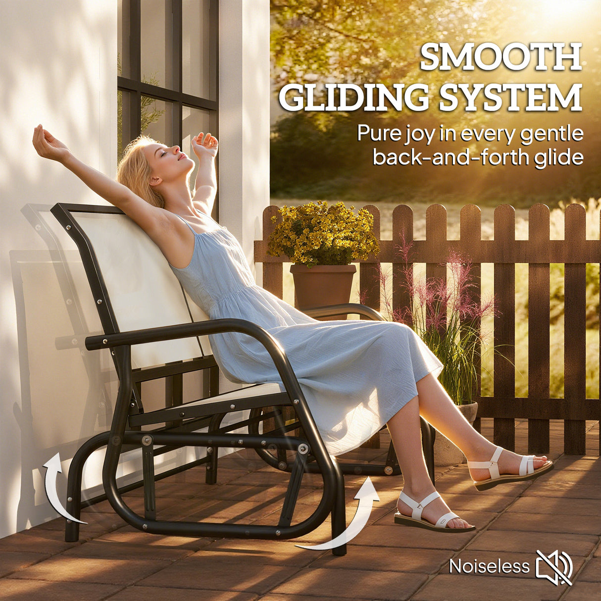 Steel 2 Seater Swing Gliding Garden Bench - Velmora