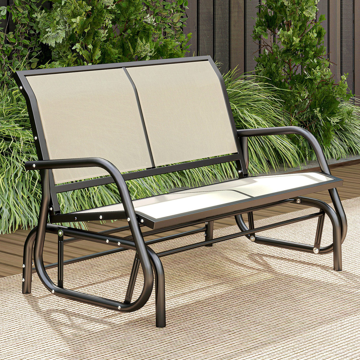 Steel 2 Seater Swing Gliding Garden Bench - Velmora