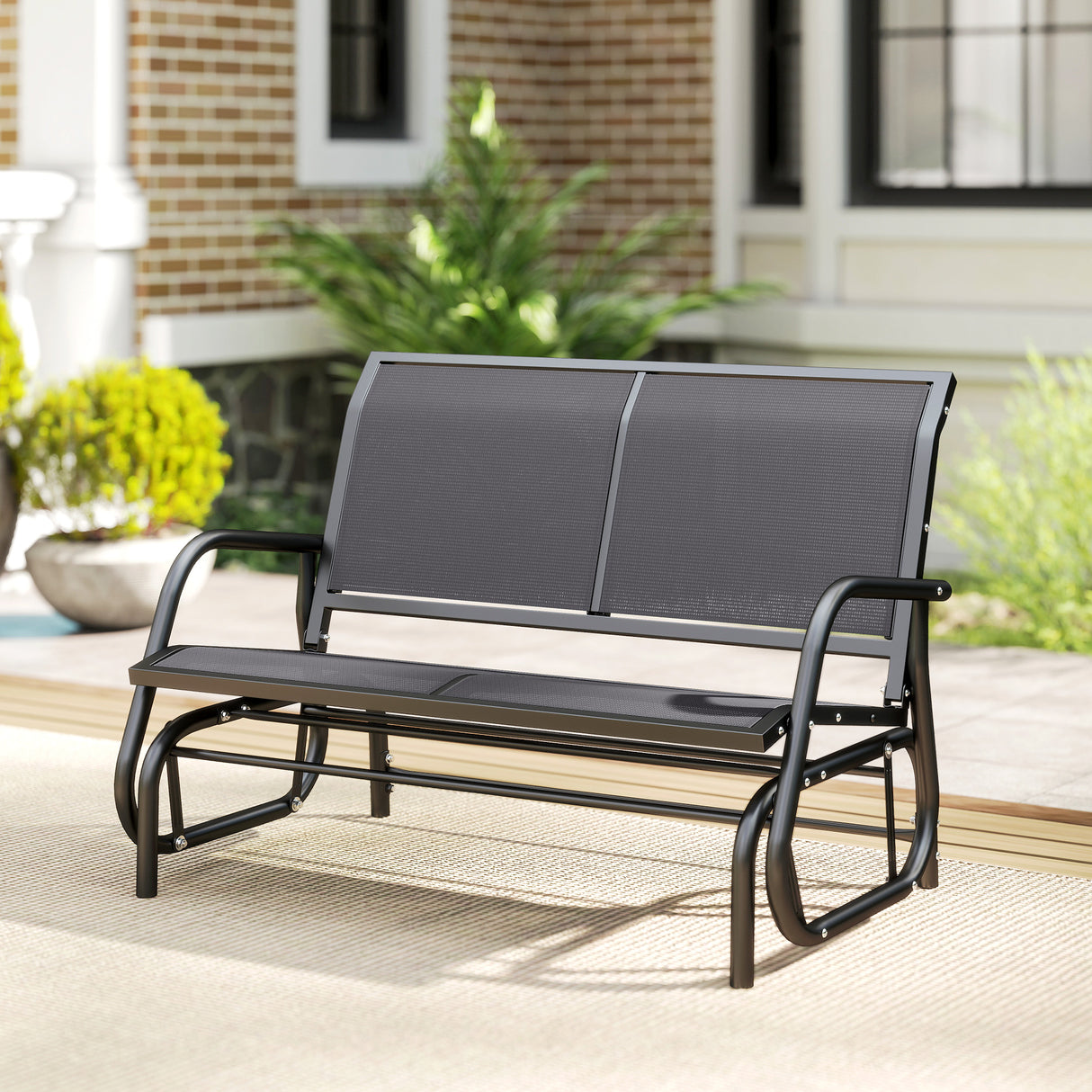 Steel 2 Seater Swing Gliding Garden Bench - Velmora