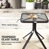 Steel 2 Single Seater Garden Glider Rocking Chairs And Table Set - Velmora