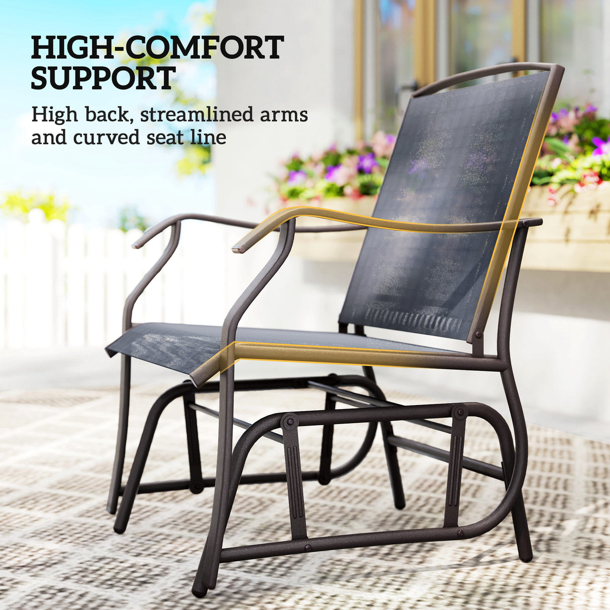 Steel 2 Single Seater Garden Glider Rocking Chairs And Table Set - Velmora