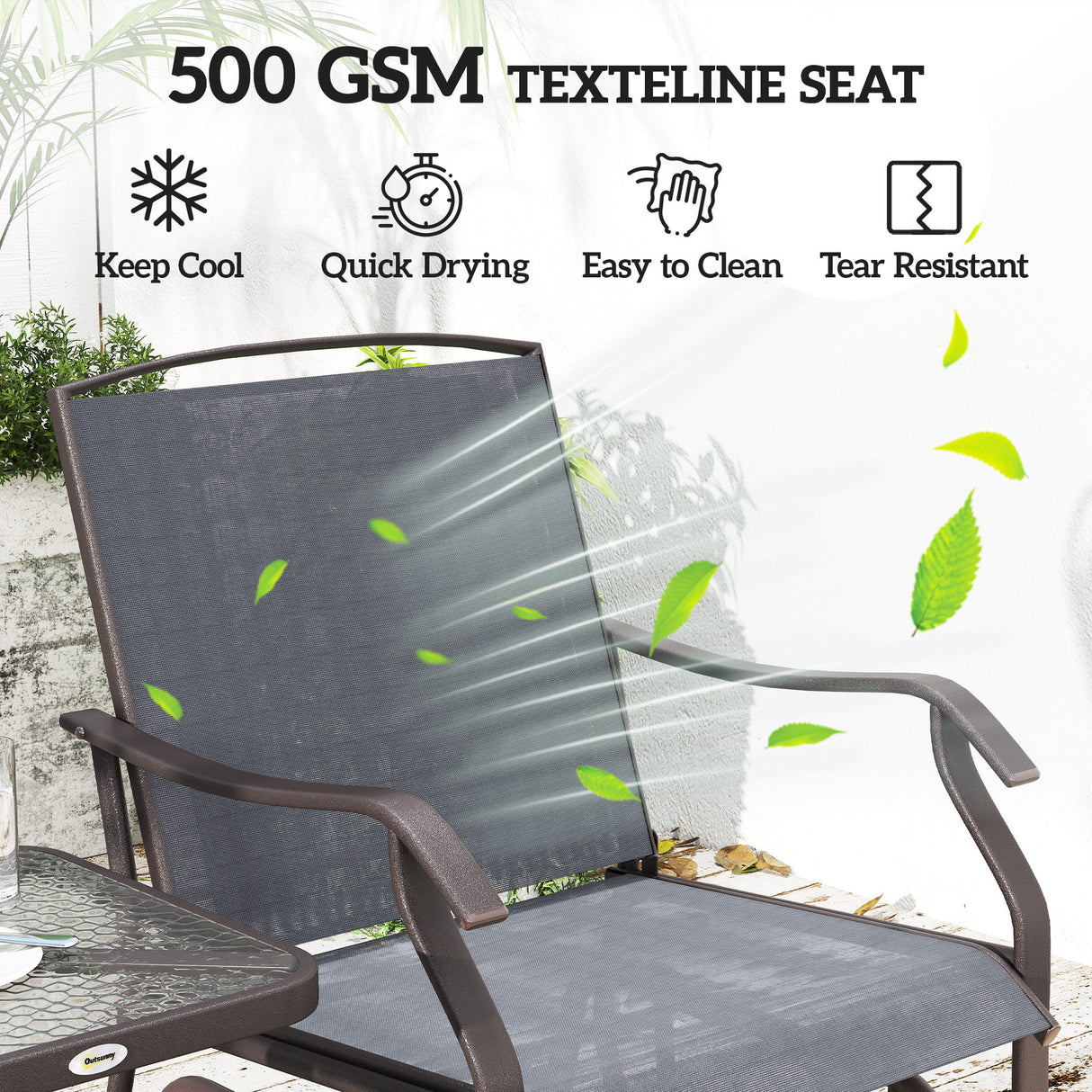 Steel 2 Single Seater Garden Glider Rocking Chairs And Table Set - Velmora