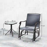 Steel 2 Single Seater Garden Glider Rocking Chairs And Table Set - Velmora
