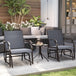 Steel 2 Single Seater Garden Glider Rocking Chairs And Table Set - Velmora