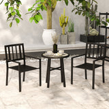 Steel 3 Piece Garden Bistro Set With Round Plastic Top Table and 2 Stackable Chairs - Velmora