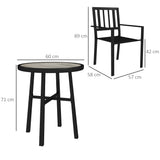 Steel 3 Piece Garden Bistro Set With Round Plastic Top Table and 2 Stackable Chairs - Velmora