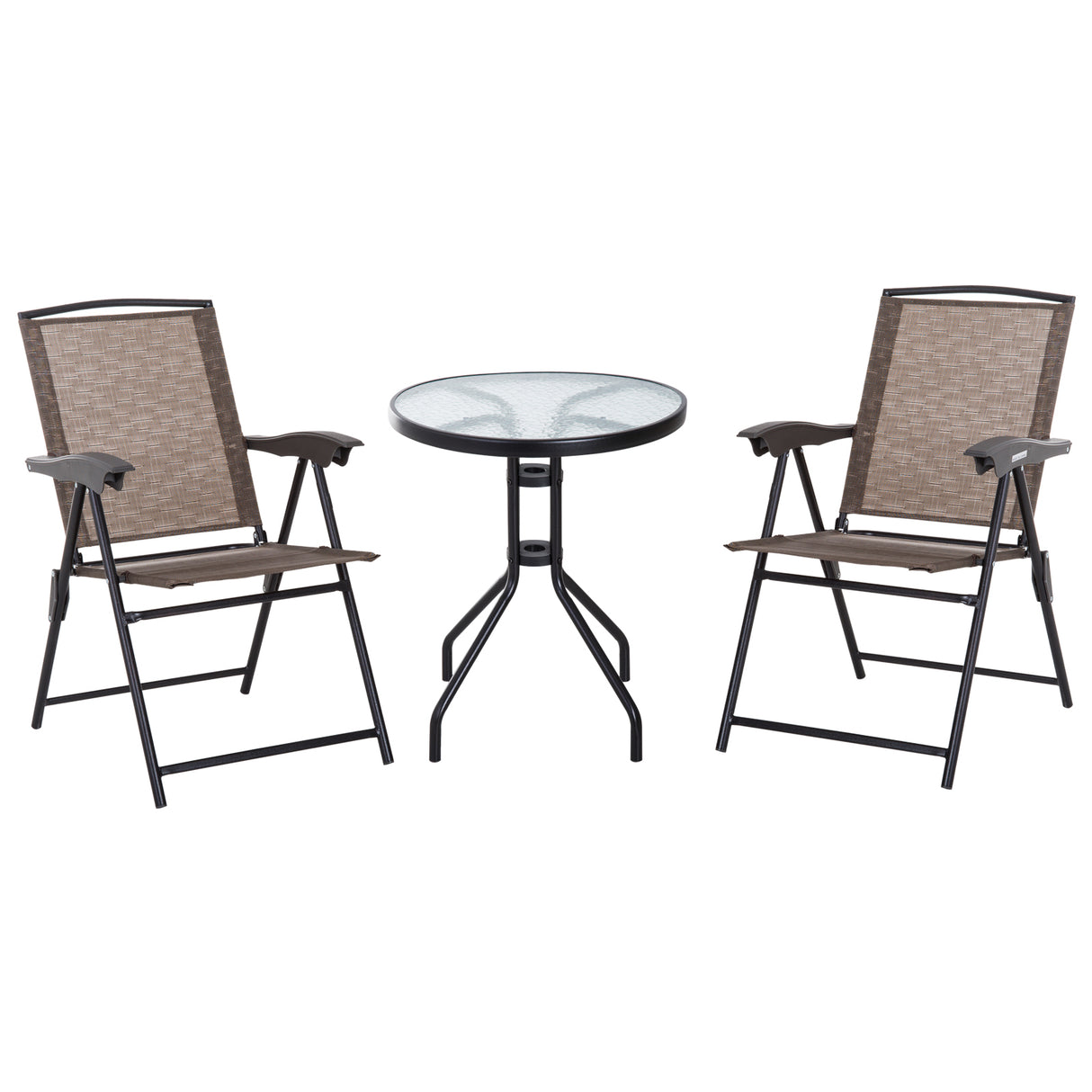 Steel 3 Pieces Garden Bistro Set With 2 Folding Backrest Adjustable Armchairs - Velmora