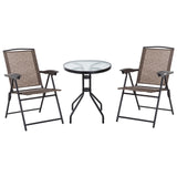 Steel 3 Pieces Garden Bistro Set With 2 Folding Backrest Adjustable Armchairs - Velmora
