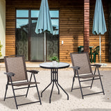Steel 3 Pieces Garden Bistro Set With 2 Folding Backrest Adjustable Armchairs - Velmora