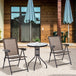 Steel 3 Pieces Garden Bistro Set With 2 Folding Backrest Adjustable Armchairs - Velmora