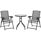 Steel 3 Pieces Garden Bistro Set With 2 Folding Backrest Adjustable Armchairs - Velmora