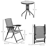 Steel 3 Pieces Garden Bistro Set With 2 Folding Backrest Adjustable Armchairs - Velmora