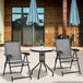 Steel 3 Pieces Garden Bistro Set With 2 Folding Backrest Adjustable Armchairs - Velmora
