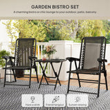 Steel 3 Pieces Garden Bistro Set With Coffee Table - Velmora