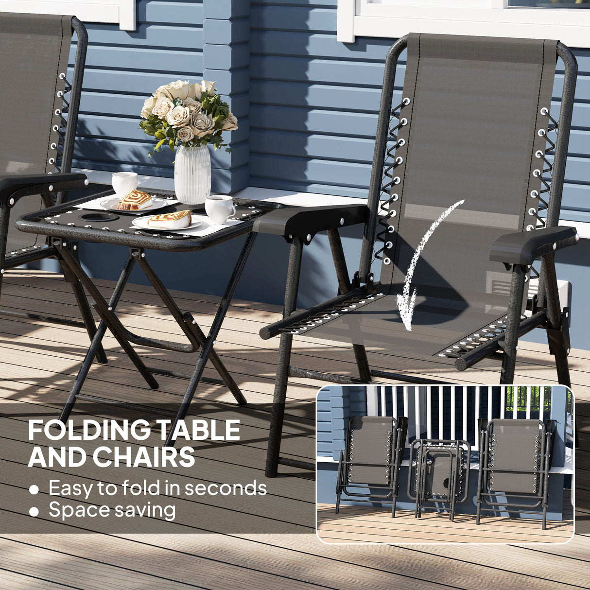 Steel 3 Pieces Garden Bistro Set With Coffee Table - Velmora