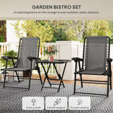 Steel 3 Pieces Garden Bistro Set With Coffee Table - Velmora