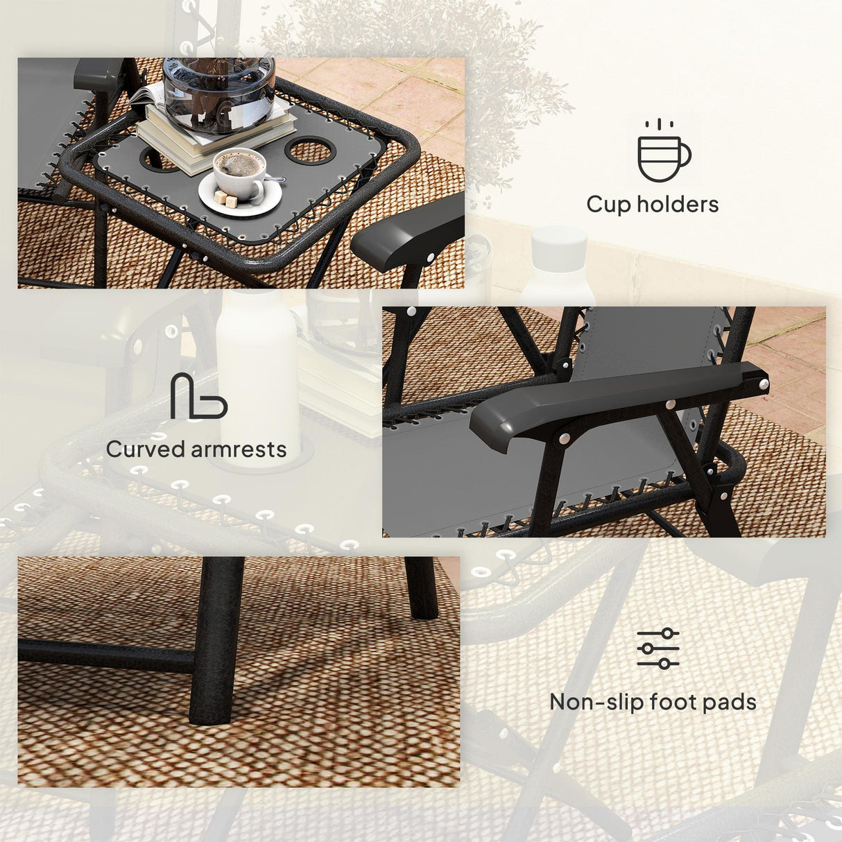 Steel 3 Pieces Garden Bistro Set With Coffee Table - Velmora