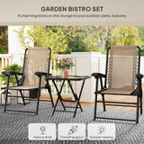 Steel 3 Pieces Garden Bistro Set With Coffee Table - Velmora
