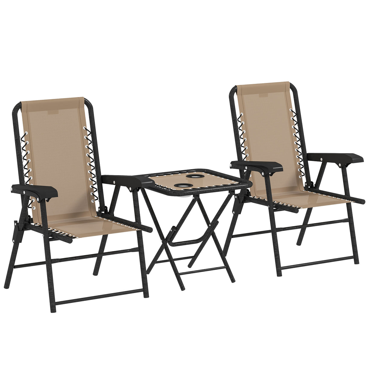 Steel 3 Pieces Garden Bistro Set With Coffee Table - Velmora