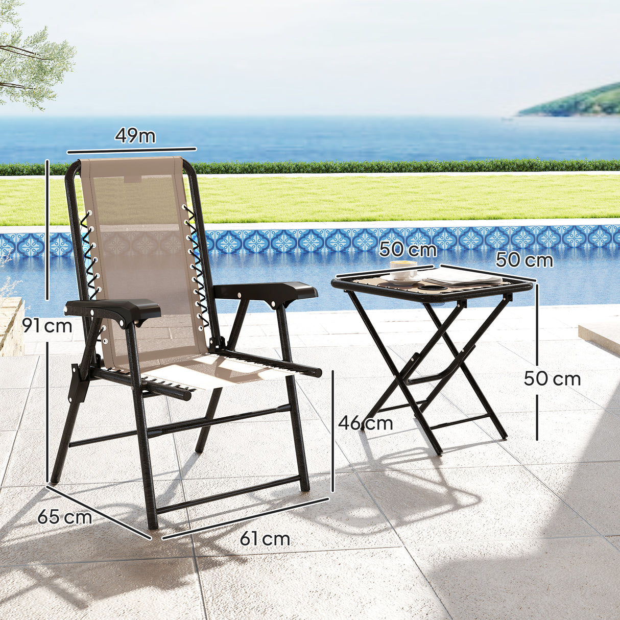 Steel 3 Pieces Garden Bistro Set With Coffee Table - Velmora
