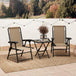 Steel 3 Pieces Garden Bistro Set With Coffee Table - Velmora