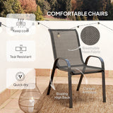 Steel 3 Pieces Garden Bistro Set With Round Glass Top Coffee Table - Velmora