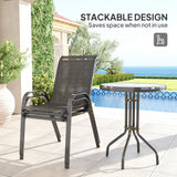 Steel 3 Pieces Garden Bistro Set With Round Glass Top Coffee Table - Velmora