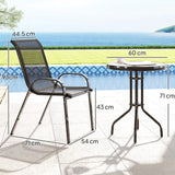 Steel 3 Pieces Garden Bistro Set With Round Glass Top Coffee Table - Velmora