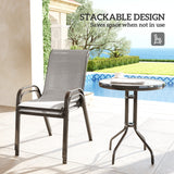 Steel 3 Pieces Garden Bistro Set With Round Glass Top Coffee Table - Velmora