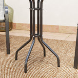 Steel 3 Pieces Garden Bistro Set With Round Glass Top Coffee Table - Velmora