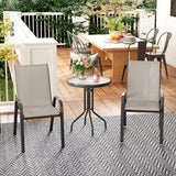 Steel 3 Pieces Garden Bistro Set With Round Glass Top Coffee Table - Velmora