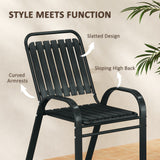 Steel 3 Pieces Garden Bistro Set With Stackable Chairs and Round Glass Table - Velmora