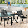 Steel 3 Pieces Garden Bistro Set With Stackable Chairs and Round Glass Table - Velmora