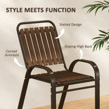 Steel 3 Pieces Garden Bistro Set With Stackable Chairs and Round Glass Table - Velmora
