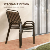 Steel 3 Pieces Garden Bistro Set With Stackable Chairs and Round Glass Table - Velmora