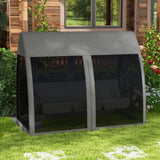 Steel 3 Seater Convertible Swing Chair Bed With Fabric Curtained Canopy - Velmora