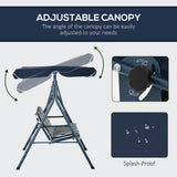 Steel 3 Seater Garden Swing Chair With Adjustable Canopy - Velmora