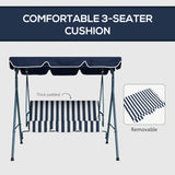 Steel 3 Seater Garden Swing Chair With Adjustable Canopy - Velmora