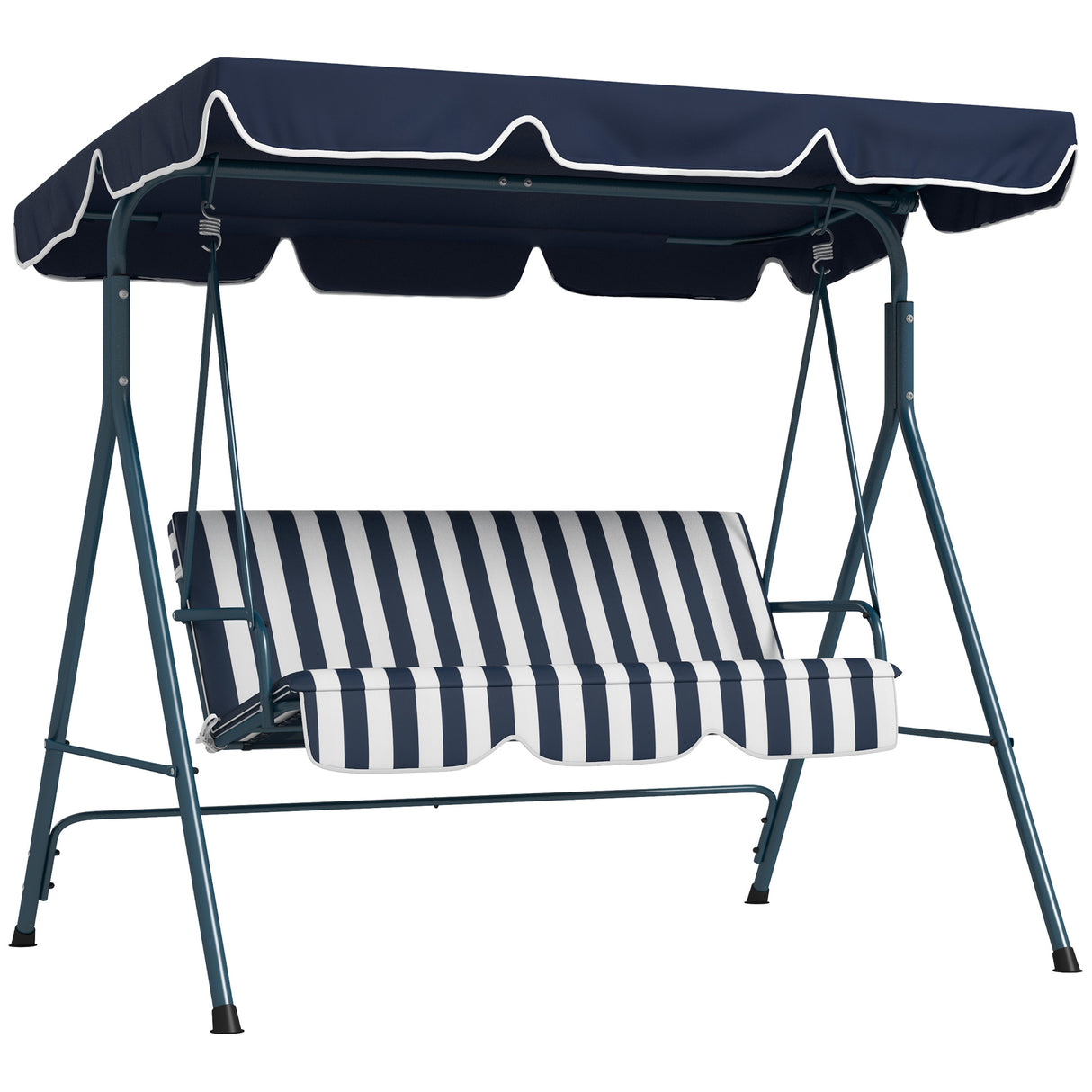 Steel 3 Seater Garden Swing Chair With Adjustable Canopy - Velmora