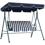 Steel 3 Seater Garden Swing Chair With Adjustable Canopy - Velmora